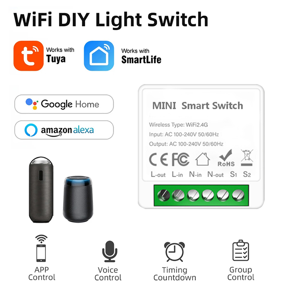 Home Automation Diy - 2-Wege-Steuerung Tuya Mini 16A WiFi DIY-Schalter